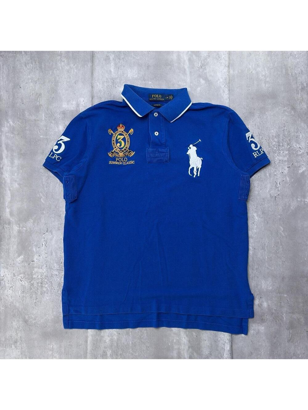 Y2K Blue Polo Ralph Lauren Big Pony Chief Keef Polo Shirt
